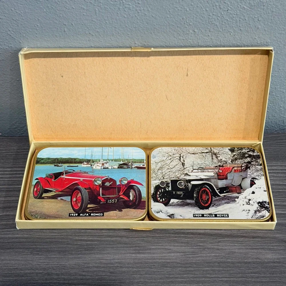 Vintage Jason Coasters Set 6 Antique Classic Cars Cork Back New‎ Zealand 1900s